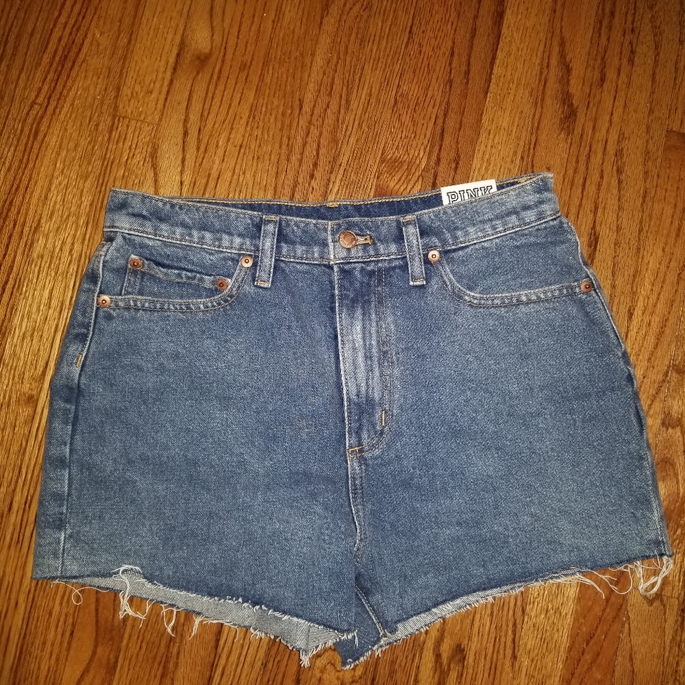 Brand New VS Pink High Waist Jean Shorts sz 28 NWT